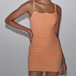 House of CB Issa neon peach corset mini dress